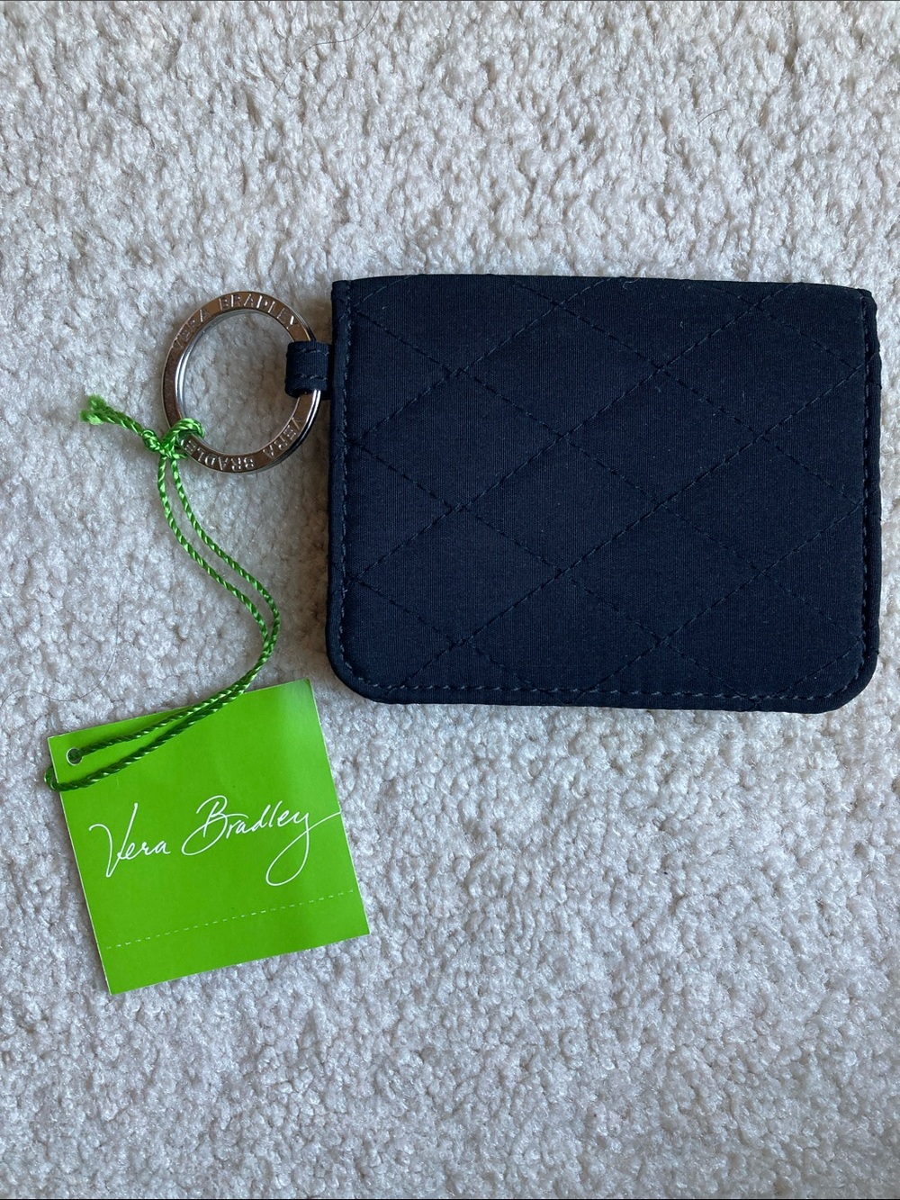Vera Bradley quilted campus double ID case card wallet in classic black